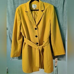 NWT amazing Le Suit mustard yellow longline suit coat/blazer, sz 18.